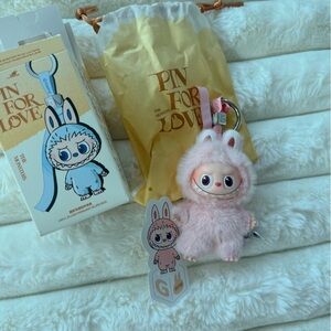 Labubu Pin for Love - “G” Pink Keychain with Box